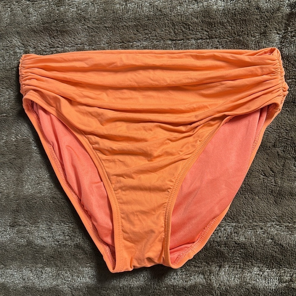 CARMEN MARC VALVO Ruffle Bandeau Bikini Set Sun Coral Sz Med - Picture 6 of 10